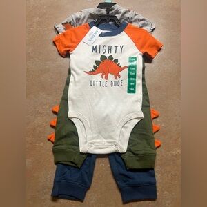 Carter's Dinosaur Print Onesie in Orange and Green
